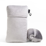 Compact Travel Pillow Made with Shredded Memory Foam and Super Soft Fleece Fabric for Ultimate Comfort in Travel. Patented Design Rolls and Compacts Small for Travel.